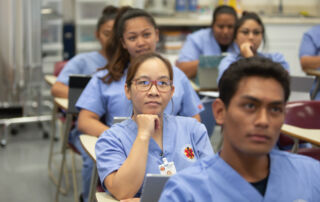 Hawaii Medical College clinical medical assistant students in class, learning essential roles, duties, and career skills in healthcare
